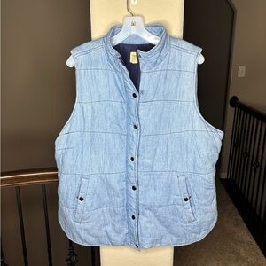 True Craft Blue Quilted Vest 100% Cotton Outer Women Size 2X